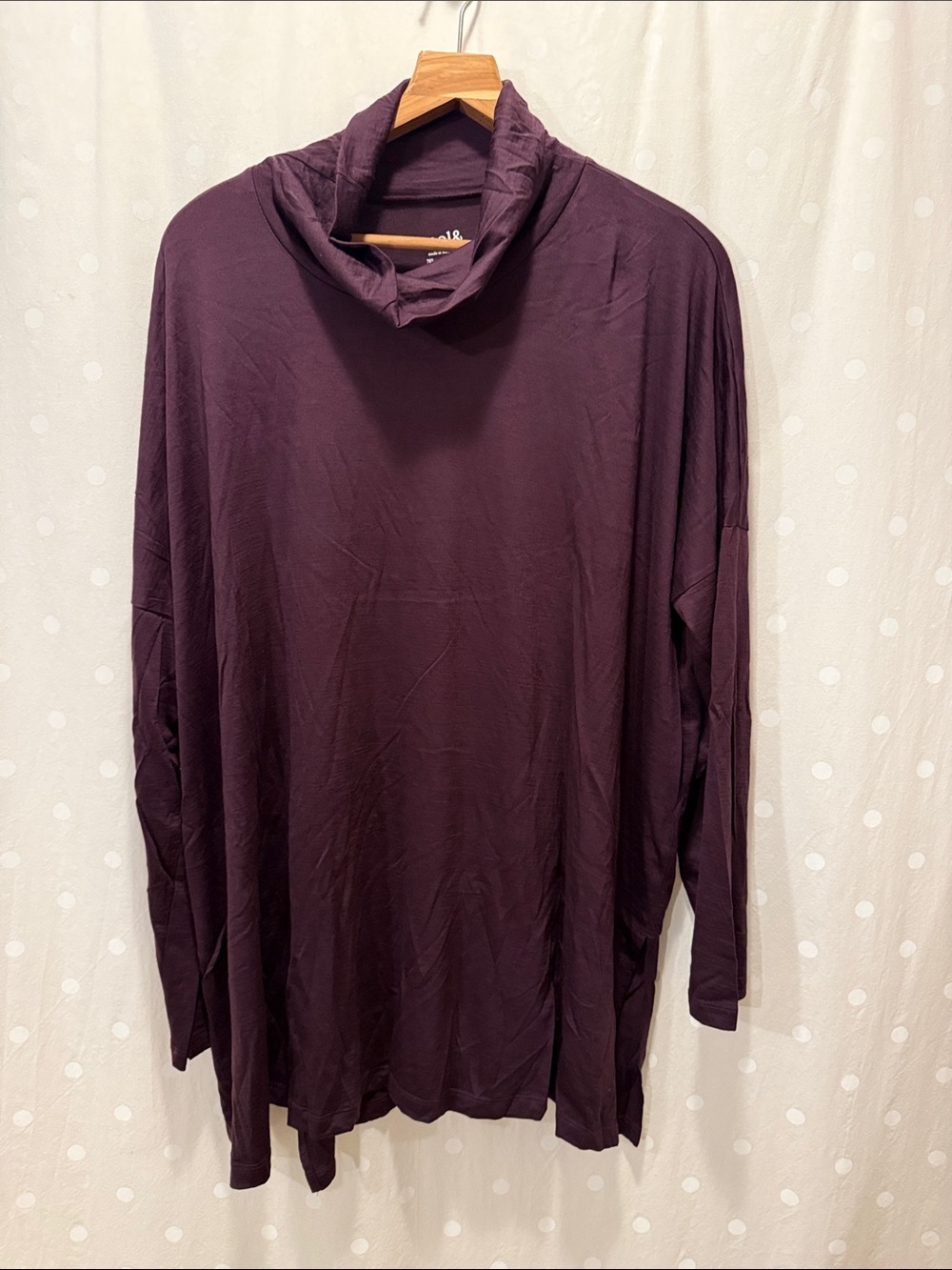Relaxed Cowl Neck Long Sleeve Top - Plum